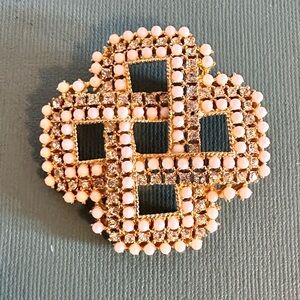 Vintage Elegant Gold and White Maltese Cross Brooch